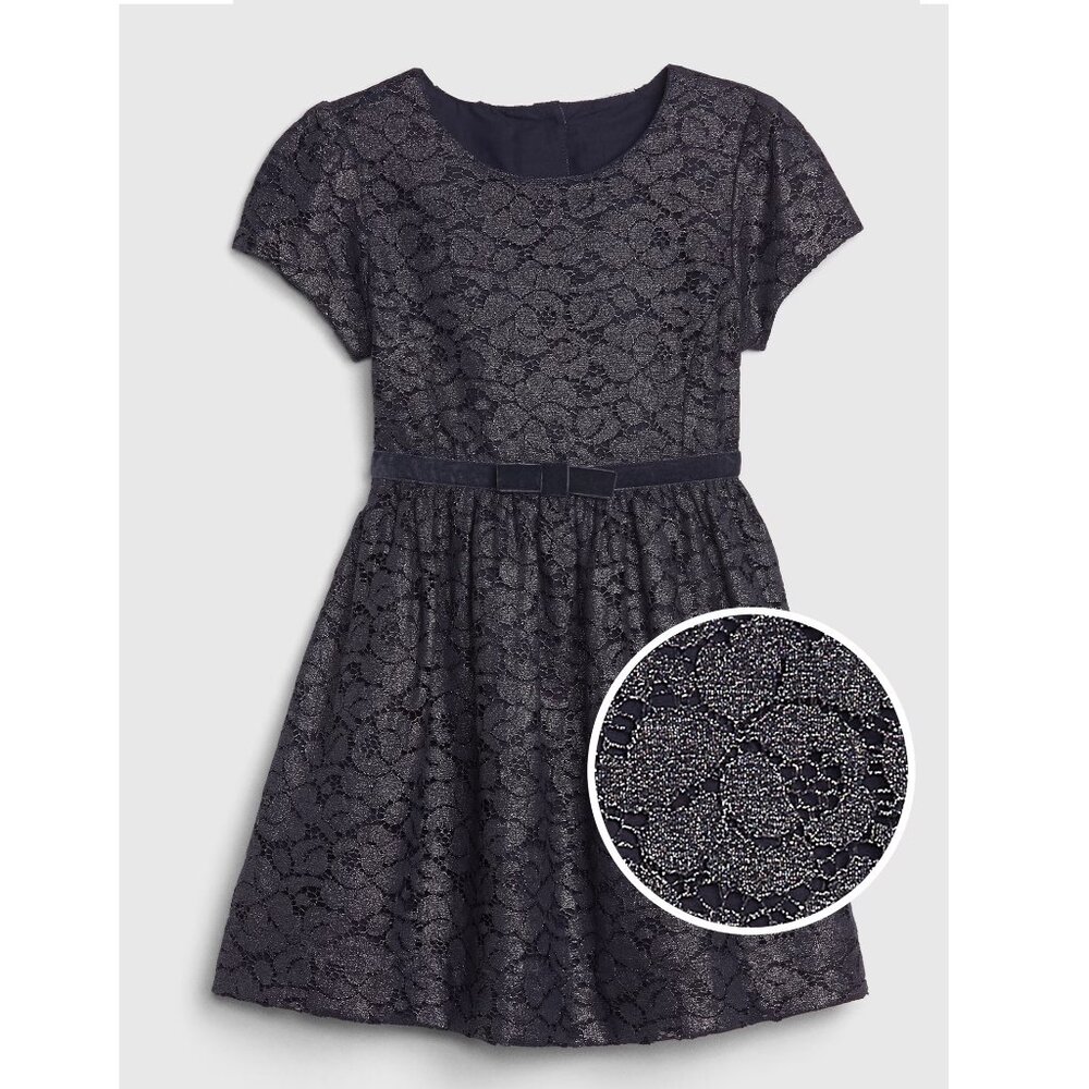 NEW Gap Baby Toddler Navy Dark Night Knee Length short Sleeve Formal Lacy Dress